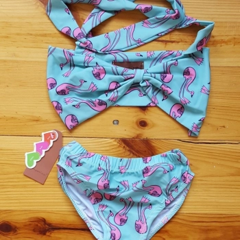 Ogłoszenie - Nowy strój kąpielowy dziecięcy dziewczęcy bikini 3 lata flaming flamingi różowe - 50,00 zł