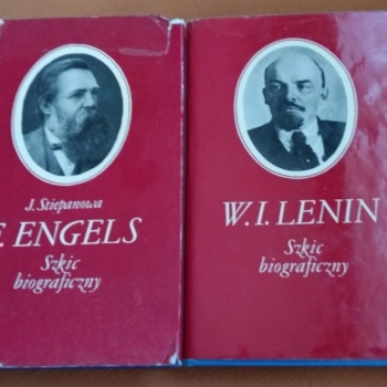 Ogłoszenie - Engels szkic biograficzny-J. Stiepanowa.W.I.Lenin-Szkic biograficzny. - 60,00 zł