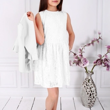 Ogłoszenie - Komplet dla dziewczynki: sukienka koronkowa z bolerkiem roz 140 - 119,00 zł