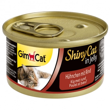 Ogłoszenie - Gimcat Shinycat kawałki fileta z kurczaka i wołowiny w galaretce karma mokra dla kota 70g - 5,42 zł