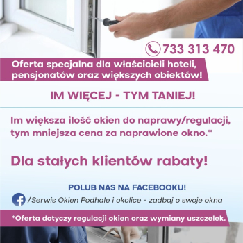 Ogłoszenie - Serwis Okien Podhale i okolice - Małopolskie