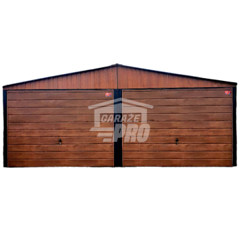 Ogłoszenie - Garaż blaszany 6x7 2x Brama uchylna drewnopodobny Dach dwuspadowy - wolnostojący  GP150 - Łódzkie - 14 200,00 zł