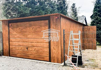 Ogłoszenie - Garaż blaszany 4x6 Brama + drzwi Drewnopodobny  Dach spad w tył GP113 - Śląskie - 7 700,00 zł