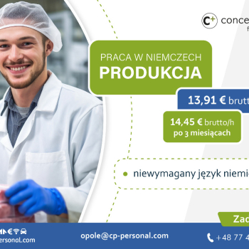 Ogłoszenie - Pracownik produkcji bez znajomości języka - nawet do 14,45 € brutto/h! - Opolskie
