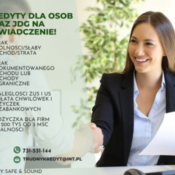 Ogłoszenie - KREDYTY NA OSWIADCZENIE DLA OSOB I FIRM JDG - Łódź - 100,00 zł