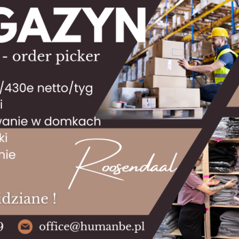 Ogłoszenie - ORDER PICKER - Magazyn z odzieżą - ROOSENDAAL - PARY - Dolnośląskie - 8 000,00 zł
