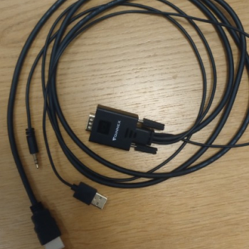 Ogłoszenie - Kabel VGA na HDMI 1.8M FULL HD-SUB przewód adapter dźwięk Audio Jack - 25,00 zł