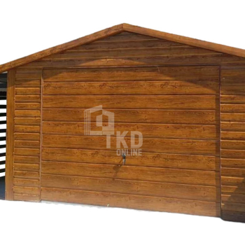 Ogłoszenie - Garaż Blaszany 4x5 + wiata 1,5x5 Brama uchylna - jasny orzech - drewnopodobny - dach dwuspadowy TKD140 - 9 750,00 zł
