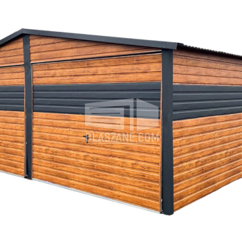 Ogłoszenie - Garaż Blaszany 6x6 - 2x Brama uchylna - jasny orzech + Antracyt - drewnopodobny - dach dwuspadowy BL176 - 13 550,00 zł
