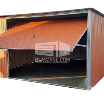 Ogłoszenie - Blaszak - Garaż Blaszany 4x5 - Brama uchylna - jasny brąz ( cegła )- dach Spad w Tył BL99 - 5 290,00 zł