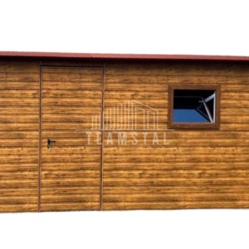 Ogłoszenie - Domek Ogrodowy - Schowek - Blaszak Garaż Blaszany 6x3 drzwi - okno - Drewnopodobny jasny orzech - Spad w tył TS145 - Słupsk - 8 900,00 zł
