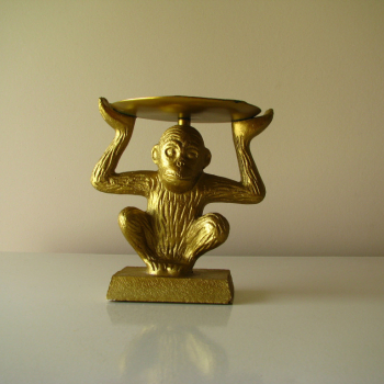 Ogłoszenie - Świecznik złota małpka na dużą świecę, figurka - 67,00 zł