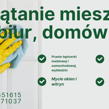 Ogłoszenie - Sprzątanie mieszkań, domów, biur, pranie tapicerki meblowej i samochodowej - Wrocław - 50,00 zł