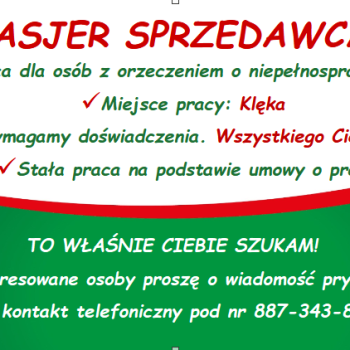Ogłoszenie - KASJER SPRZEDAWCA - Wielkopolskie - 4 300,00 zł