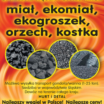 Ogłoszenie - Ekogroszek KWK Piast Wesoła Wegiel Orzech-PROMOCJA-Ekomiał-Dostawa. - Rybnik - 1 150,00 zł