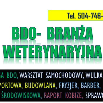 Ogłoszenie - Raport BDO dla gabinetu weterynaryjnego, tel. 504-746-203, sprawozdanie, pomoc.  Sprawozdanie o wytworzonych odpadach.