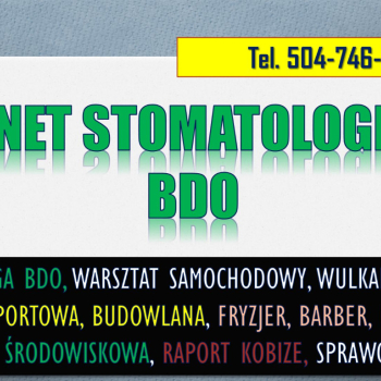 Ogłoszenie - Wpis i sprawozdanie  BDO dla gabinetu lekarskiego i stomatologicznego, tel. 504-746-203, cennik