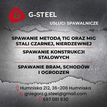 Ogłoszenie - G-Steel - Usługi Spawalnicze - Podkarpackie - 1 000,00 zł