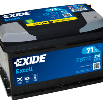 Ogłoszenie - Akumulator 71Ah 670A  Exide Excell EB712 EN PRAWY PLUS - Konin - 359,00 zł