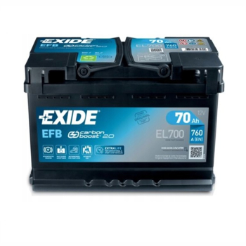 Ogłoszenie - Akumulator 70Ah 760A Exide EFB START&STOP  EL700 Prawy Plus - Konin - 520,00 zł