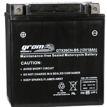 Ogłoszenie - Akumulator motocyklowy GROM GTX20CH-BS YTX20CH-BS 12V 18Ah 270A L+ - Gdynia - 240,00 zł
