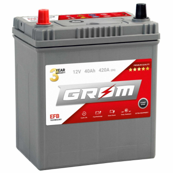 Ogłoszenie - Akumulator 40Ah 420A GROM EFB START&STOP  Japan Lewy Plus DTR - Konin - 330,00 zł