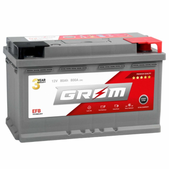 Ogłoszenie - Akumulator 80Ah 800A GROM EFB START&STOP  Prawy Plus - Wielkopolskie - 600,00 zł