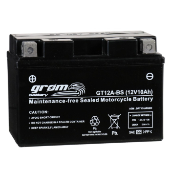 Ogłoszenie - Akumulator motocyklowy 10Ah 180A L+ GROM GT12A-BS YT12A-BS 12V - Konin - 185,00 zł