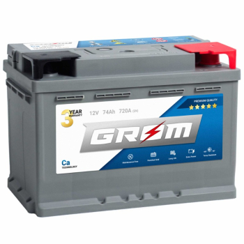 Ogłoszenie - Akumulator 74Ah 720A EN  GROM Premium DTR Prawy Plus - Konin - 450,00 zł