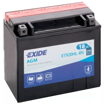 Ogłoszenie - Akumulator motocyklowy 12V 18Ah 270A EN P+ EXIDE ETX20HL-BS YTX20HL-BS - 255,00 zł
