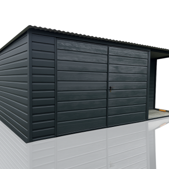 Ogłoszenie - Garaż blaszany z wiatą na słupkach 5x4m ciemny grafit MAT PREMIUM - 5 600,00 zł