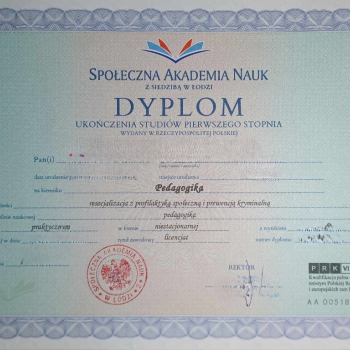 Ogłoszenie - Dyplom ukończenia studiów kolekcjonerski Dyplom ukończenia studiów licencjackich - Łódzkie - 950,00 zł