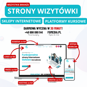 Ogłoszenie - Strony internetowe Rzeszów Projektowanie stron www Rzeszów sklep internetowy - FGMedia.pl - 150,00 zł
