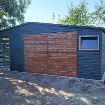Ogłoszenie - Garaż blaszany dwuspadowy + wiata panelowa 6×5 antracyt + drewno PREMIUM - 8 950,00 zł