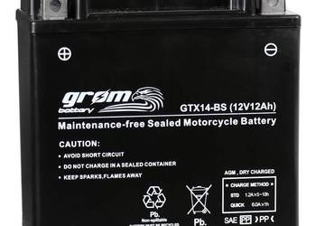 Ogłoszenie - Akumulator GROM GTX14-BS YTX14-BS 12V 12Ah 200A L+ - Zgierz - 200,00 zł