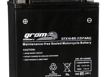 Ogłoszenie - Akumulator GROM GTX16-BS YTX16-BS 12V 14Ah 230A L+ - Zgierz - 240,00 zł