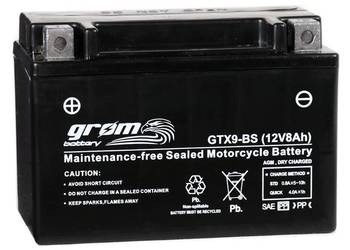 Ogłoszenie - Akumulator motocyklowy GROM GTX9-BS YTX9-BS 12V 8Ah 130A L+ - Zgierz - 135,00 zł