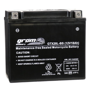 Ogłoszenie - Akumulator 18Ah 270A motocyklowy GROM GTX20L-BS YTX20L-BS 12V P+ Olsztyn Kętrzyńskiego 8 668x648x053 - Olsztyn - 240,00 zł