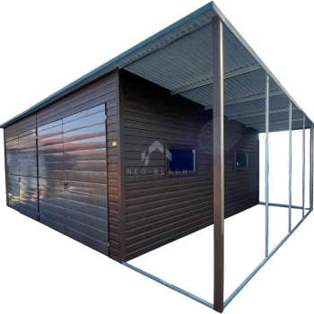 Ogłoszenie - Garaż blaszany 7x6m + wiata 1,6m 2x Brama dwuskrzydłowa 2x okno drewnopodobny dach spad w tył NB455 - Zamość - 16 550,00 zł