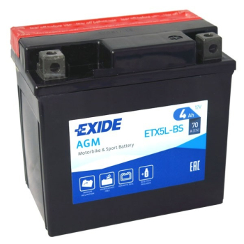 Ogłoszenie - Akumulator motocyklowy 12V 4Ah 70A EN P+ EXIDE ETX5L-BS YTX5L-BS - Pomorskie - 98,00 zł