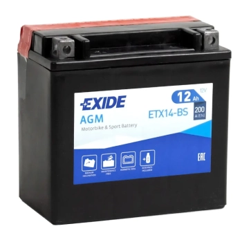 Ogłoszenie - Akumulator motocyklowy 12V 12Ah 200A EN L+ EXIDE ETX14-BS YTX14-BS - Pomorskie - 210,00 zł