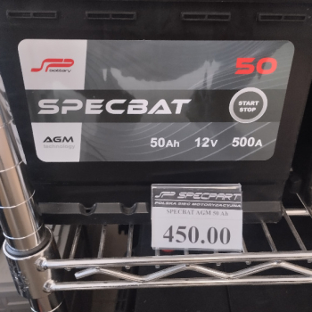 Ogłoszenie - Akumulator 50Ah 500A Specbat AGM start&stop P+ - Darmowy dowóz i wymiana - 450,00 zł
