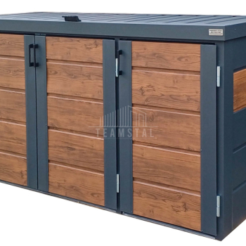 Ogłoszenie - Zabudowa koszy na śmieci wiata śmietnikowa obudowa kubłów 177x65x110 cm 3x120L antracyt + jasny orzech TS953 - Tychy - 3 300,00 zł