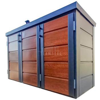 Ogłoszenie - Zabudowa koszy na śmieci wiata śmietnikowa obudowa kubłów 207x80x120 cm 3x240L Antracyt - Jasny Orzech TS954 - Dąbrowa Górnicza - 3 450,00 zł