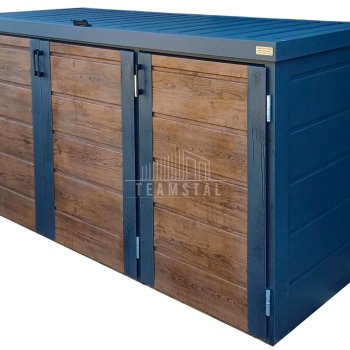 Ogłoszenie - Zabudowa koszy na śmieci wiata śmietnikowa obudowa kubłów 207x80x120 cm 3x240L antracyt + jasny orzech TS955 - Małopolskie - 3 450,00 zł