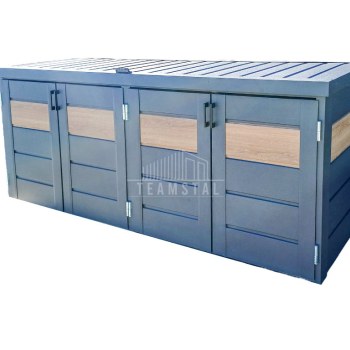 Ogłoszenie - Zabudowa koszy na śmieci wiata śmietnikowa obudowa kubłów 235x65x110 cm 4x120L antracyt + jasny orzech TS956 - Małopolskie - 3 990,00 zł