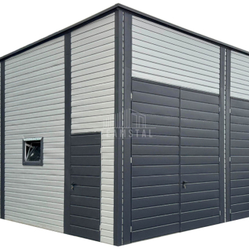 Ogłoszenie - Hala blaszana Magazyn - 7x8m - 2x Brama dwuskrzydłowa - 4x Okno - Drzwi Antracyt Srebrny Rynny dach spad w tył  TS979 - Zachodniopomorskie - 31 300,00 zł