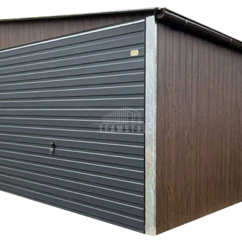 Ogłoszenie - Garaż blaszany 6x5,8m - 2x Brama uchylna - Ciemny orzech - drewnopodobny - antracyt - rynny - dach dwuspadowy TS1010 - Lubelskie - 13 390,00 zł