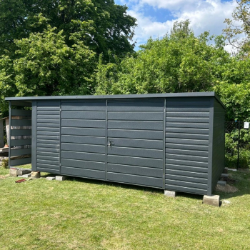 Ogłoszenie - Garaż Schowek Ogrodowy 5×3 + 1×3 wiata Panelowa ciemny grafit MAT - 6 200,00 zł