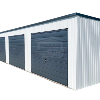 Ogłoszenie - Rząd garaży 28x5,5m - 7x bramy uchylne - biały - antracyt - dach spad w tył  GP489 - 47 500,00 zł